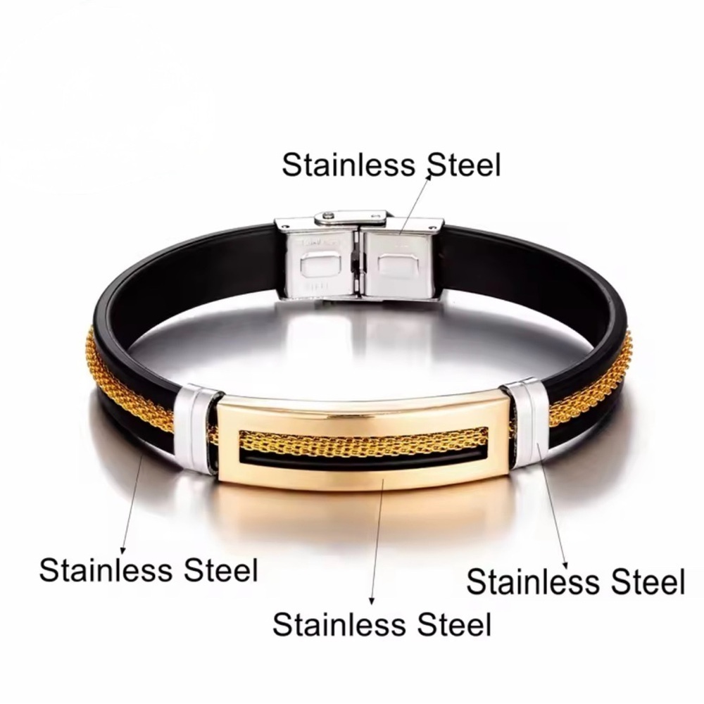 Elegant Black Gold Men's Bracelet - Picture 5 of 6